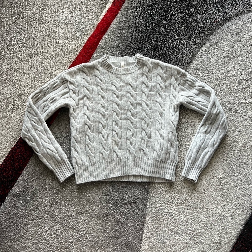 The Group Babaton Aritzia Heathered Cable Knit Wool Sweater